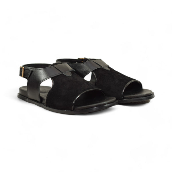 OldKent Black Suede Leather Sandal