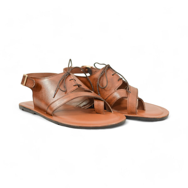 OldKent Brown Laced Leather Sandal