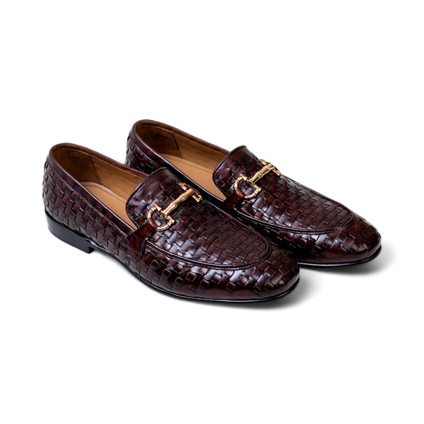 OldKent Gold Buckle Woven Leather Shoe