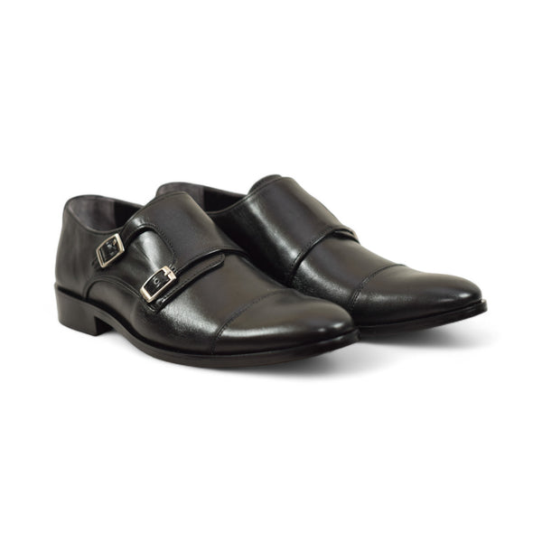 OldKent Double Monk Black Leather Shoe